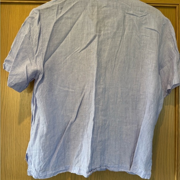 Vintage 90's Clio Linen Boxy Cropped Button Down Top / Medium / Lavendar - Picture 7 of 11